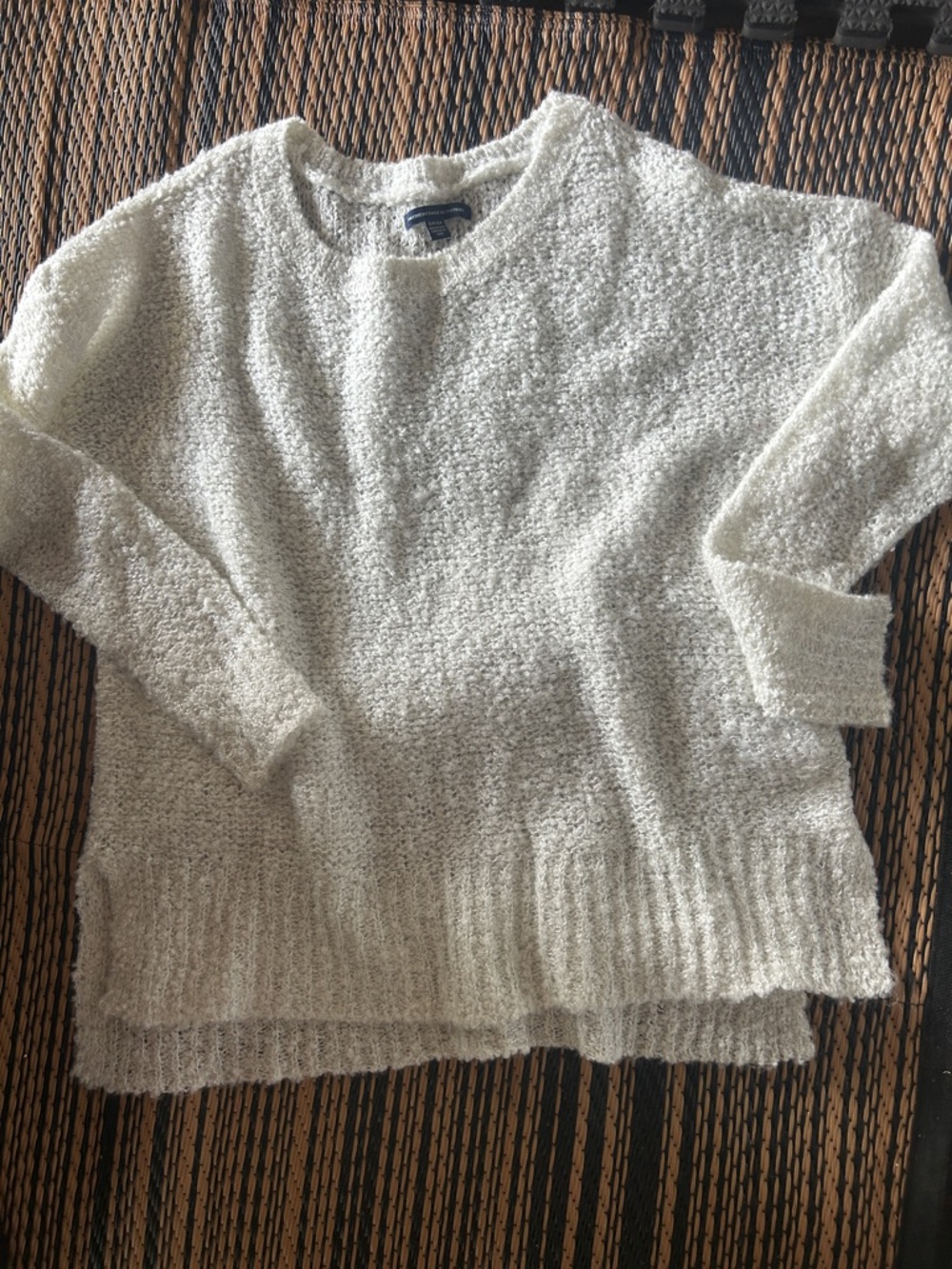 AEO long oversized small AEO White thin SOFT a knit sweater acrylic
